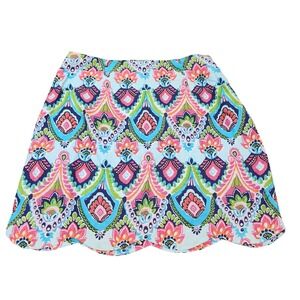 NWT Buckhead Betties Skirt L Scallop Hem Boho Print Multicolor‎ Pull-On Beach